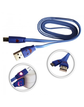 CABLE USB A MICROUSB AZUL CONECTOR LUMINOSO