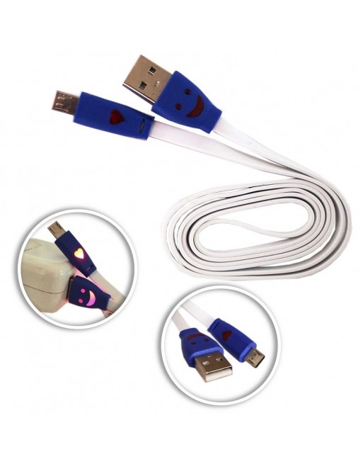 CABLE USB A MICROUSB BLANCO CONECTOR LUMINOSO