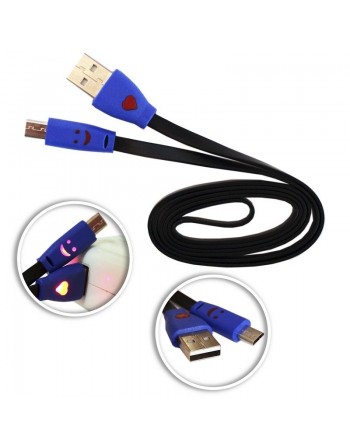 CABLE USB A MICROUSB NEGRO CONECTOR LUMINOSO