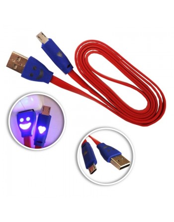 CABLE USB A MICROUSB ROJO CONECTOR LUMINOSO