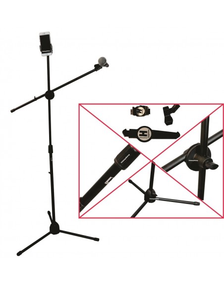 Pedestal Tripie Microfono Con Boom Porta Tablet Y Cel