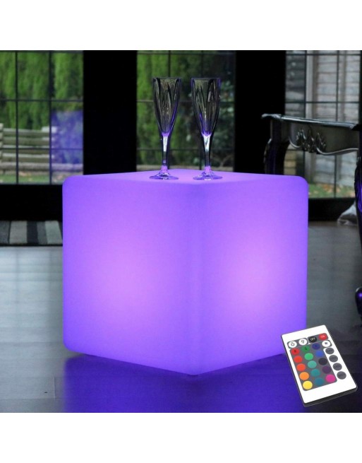 Cubo Ledpuff Iluminado 40X40X40 Mesa Centro Sala Lounge