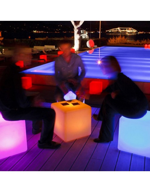 Cubo Ledpuff Iluminado 40X40X40 Mesa Centro Sala Lounge