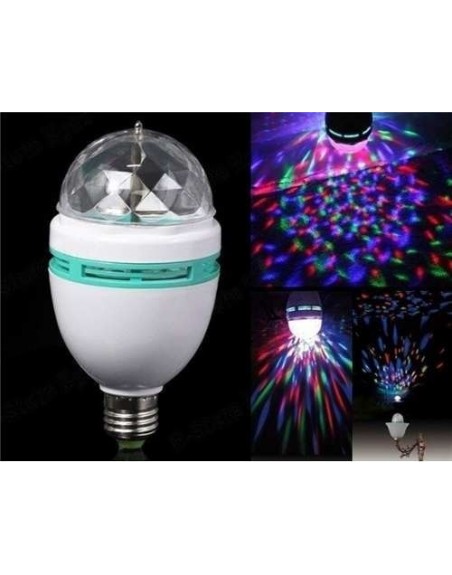 FOCO LED CRYSTAL BALL GIRATORIO LUZ MULTICOLOR