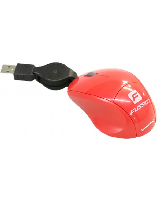 Mouse Optico Usb Alambrico Cable Retractil 70Cm Rojo