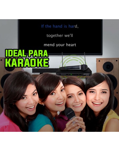 SISTEMA DE 2 MICROFONOS INALAMBRICOS VHF IDEAL KARAOKE