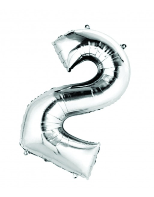 Globo Metalico De Numero Dos Gigante 80Cm Plateado