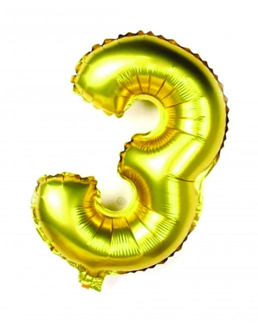 Globo Metalico De Numero Tres Gigante 80Cm Dorado