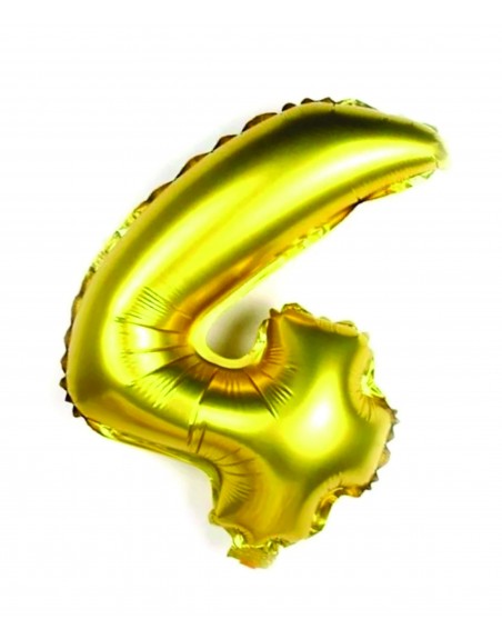 Globo Metalico De Numero Cuatro Gigante 80Cm Dorado