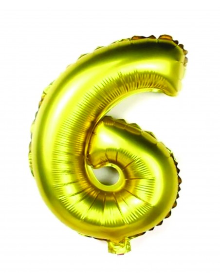 Globo Metalico De Numero Seis Gigante 80Cm Dorado