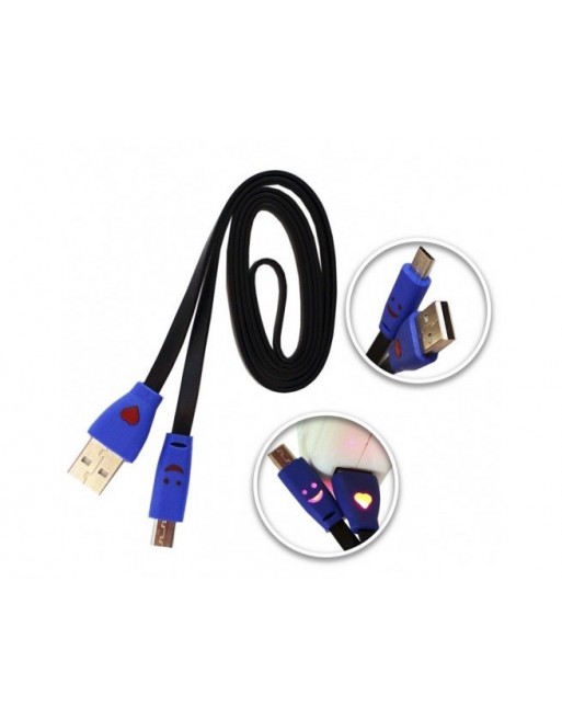 CABLE USB A MICROUSB NEGRO CONECTOR LUMINOSO