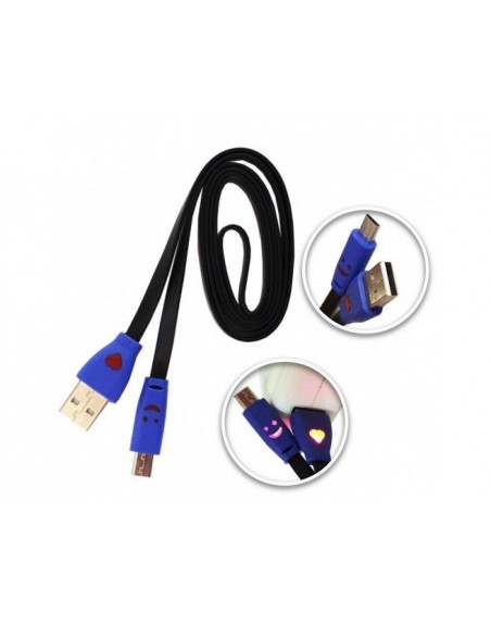 CABLE USB A MICROUSB NEGRO CONECTOR LUMINOSO