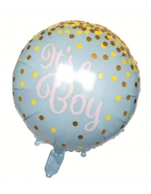 KIT 5 GLOBOS METALICOS AZUL BABY SHOWER NIÑO MOÑO CORAZON