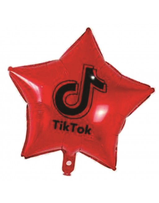 KIT 5 GLOBOS TIK TOK METALICOS FIESTA ROJO PLATA