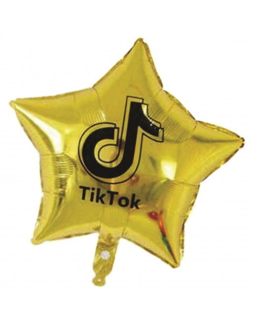 KIT 5 GLOBOS TIK TOK METALICOS FIESTA AMARILLO PLATA