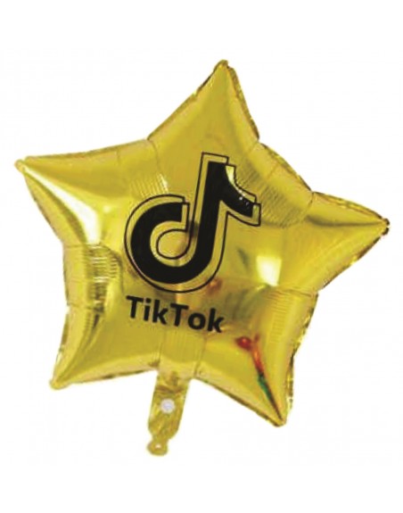 KIT 5 GLOBOS TIK TOK METALICOS FIESTA AMARILLO PLATA