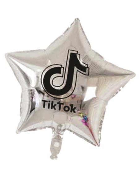 KIT 5 GLOBOS TIK TOK METALICOS FIESTA NEGRO PLATA