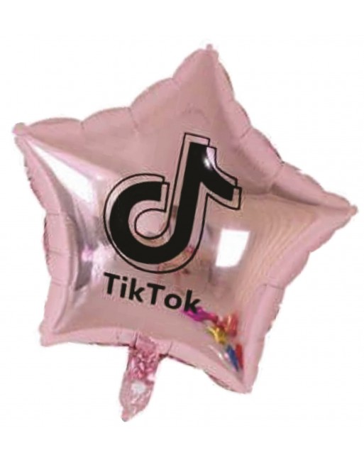 KIT 5 GLOBOS TIK TOK METALICOS FIESTA NEGRO DORADO