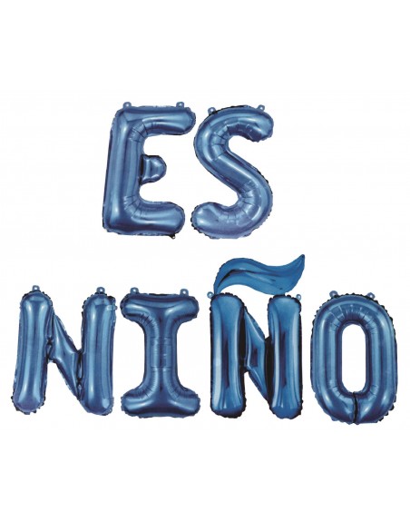 GLOBOS METALICOS AZUL DE LETRA ES NIÑO