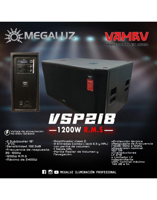 Subwoofer Amplificado Profesional Vamav Vsp218