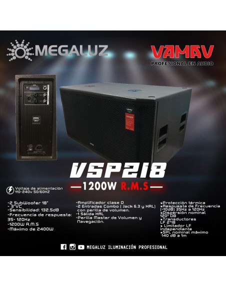 Subwoofer Amplificado Profesional Vamav Vsp218