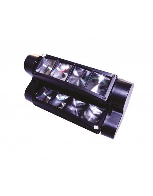 Luz Disco Mini Spider LED Beam 8x3 RGBW Doble Tilt