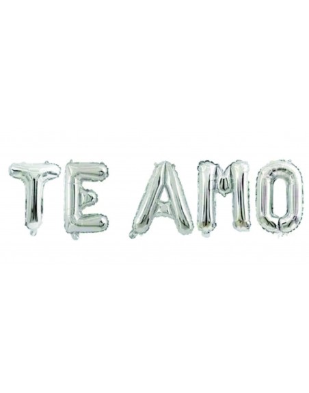 Globos metalicos de letras TE AMO plateado