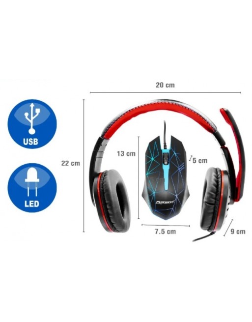 Kit Gamer Audifonos Y Mouse Con Led Fussion Kit-1001