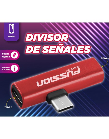 DIVISOR rojo de señales entrada 3.5mm y USB tipo C