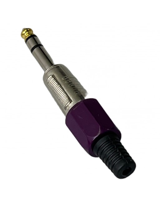 Plug Morado  6,3mm estéreo  metálico  con punta dorada