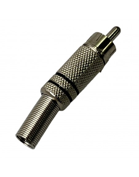 Plug RCA metálico Conector con resorte franja negra