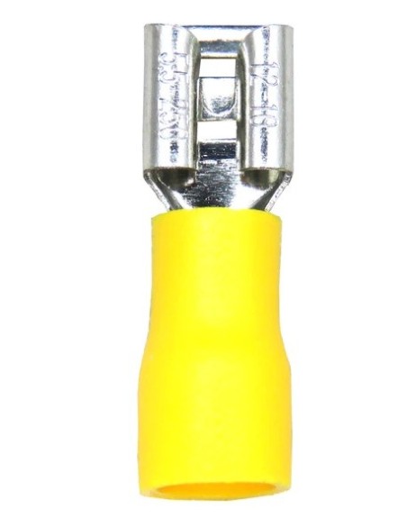 Terminal Faston 1/4 Hembra Forro Amarillo Calibre 10-12