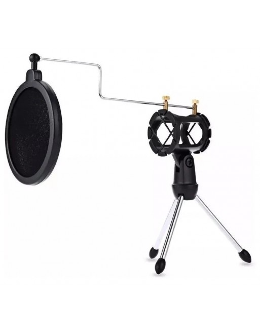 Soporte para microfono con suspension y pantalla paravientos