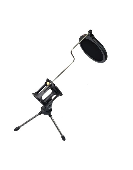 Soporte para microfono con suspension y pantalla paravientos