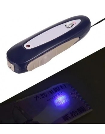  N/V - Mini detector de billetes falsos portátil 2 en 1 con luz  ultravioleta, detector de billetes falsos con cordón magnético y llavero,  color azul : Productos de Oficina