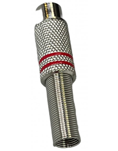 conector jack RCA para extension metalico con resorte franja roja