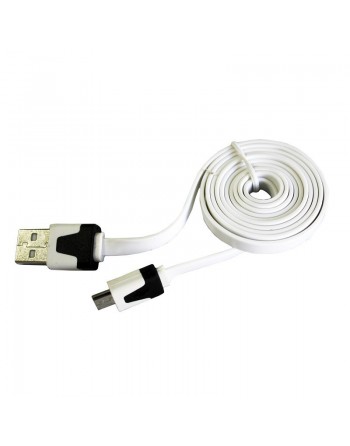 CABLE PLANO USB A MICRO USB PARA CELULARES BLANCO