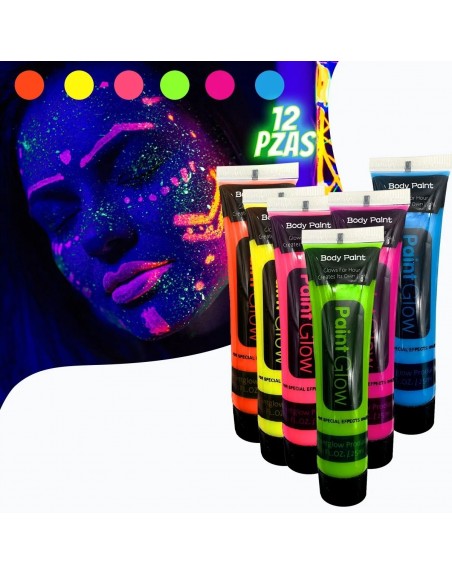 12 Tubos Pintura Luminosa Neon Cara Manos Batucada