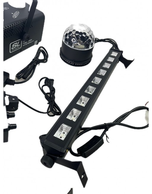Set Maquina Humo 400W + Jelly Mini + Estrobo LED + Barra UV
