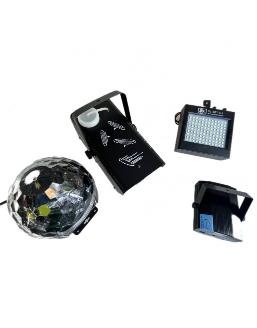 Set Maquina Humo 400W + Jelly Crystalball RGBWAP+ Estrobo LED + Laser RG