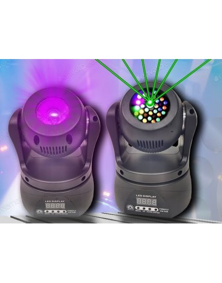Mini Cabeza Robotica Beam LED RGBW + Laser Multipuntos FIREFLY