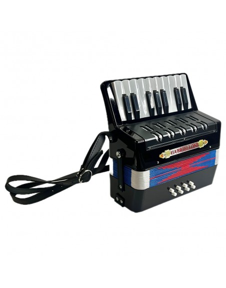 Acordeon Negro para niño Tamaño Medio 17 Teclas 8 Bajos