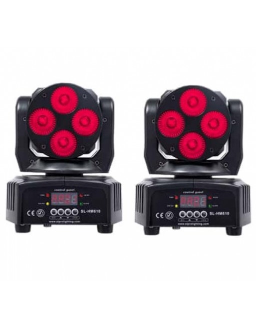 Kit 2 Cabezas Mini Wash 4X12 RGBWA+UV Con Maleta