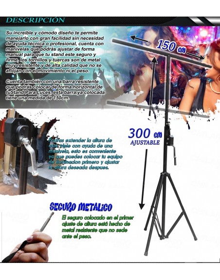 Sistema Elevacion Mecanico Para Iluminacion Uso Rudo