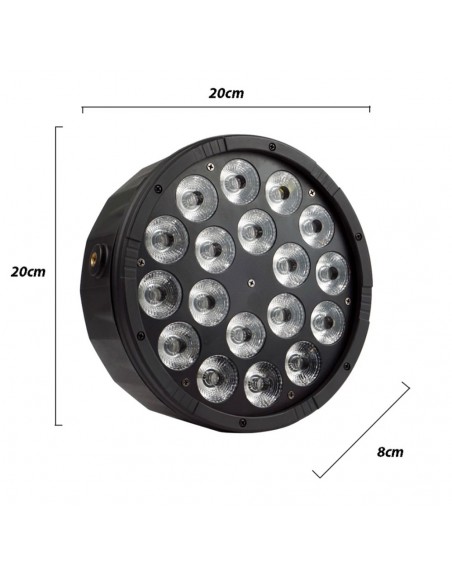 Cañon ParLED 18x12w 5en1 RGBW+Ambar metalico