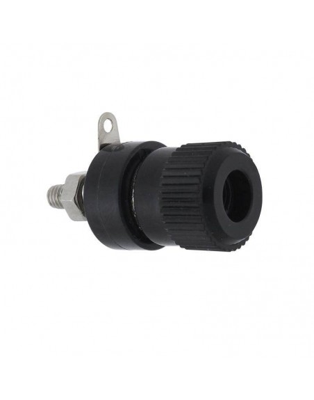 Conector hembra grande NEGRO Tipo banana con borne para chasis.