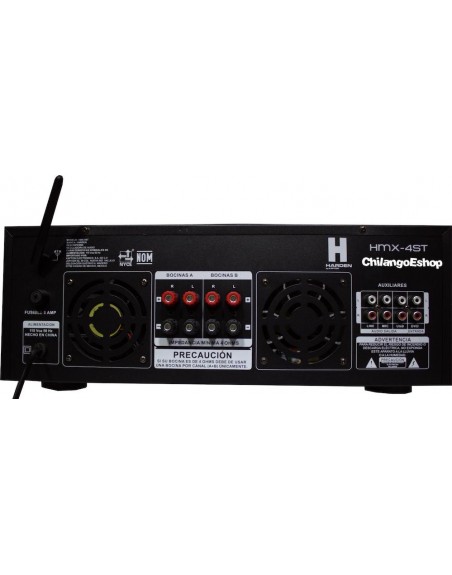 MEZCLADORA CON AMPLIFICACION 4 CANALES USB SD BLUETOOTH