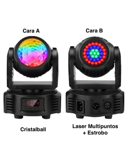 Mini Cabeza Robotica Cristalball + Laser Multipuntos + Estrobo