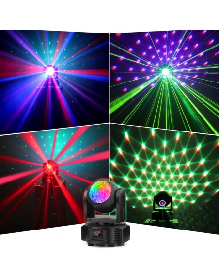 Mini Cabeza Robotica Cristalball + Laser Multipuntos + Estrobo