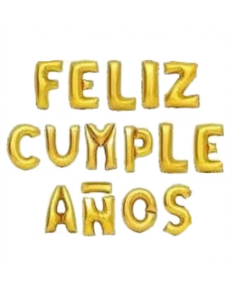GLOBOS DE LETRA DORADO FELIZ CUMPLEAÑOS